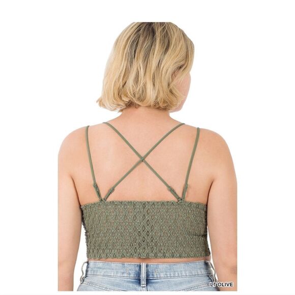 Zenana Light Olive Plus Size Bralette GORGEOUS LACE - Picture 9 of 10